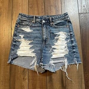 American Eagle‎ distressed high waisted denim jean shorts jorts size 6